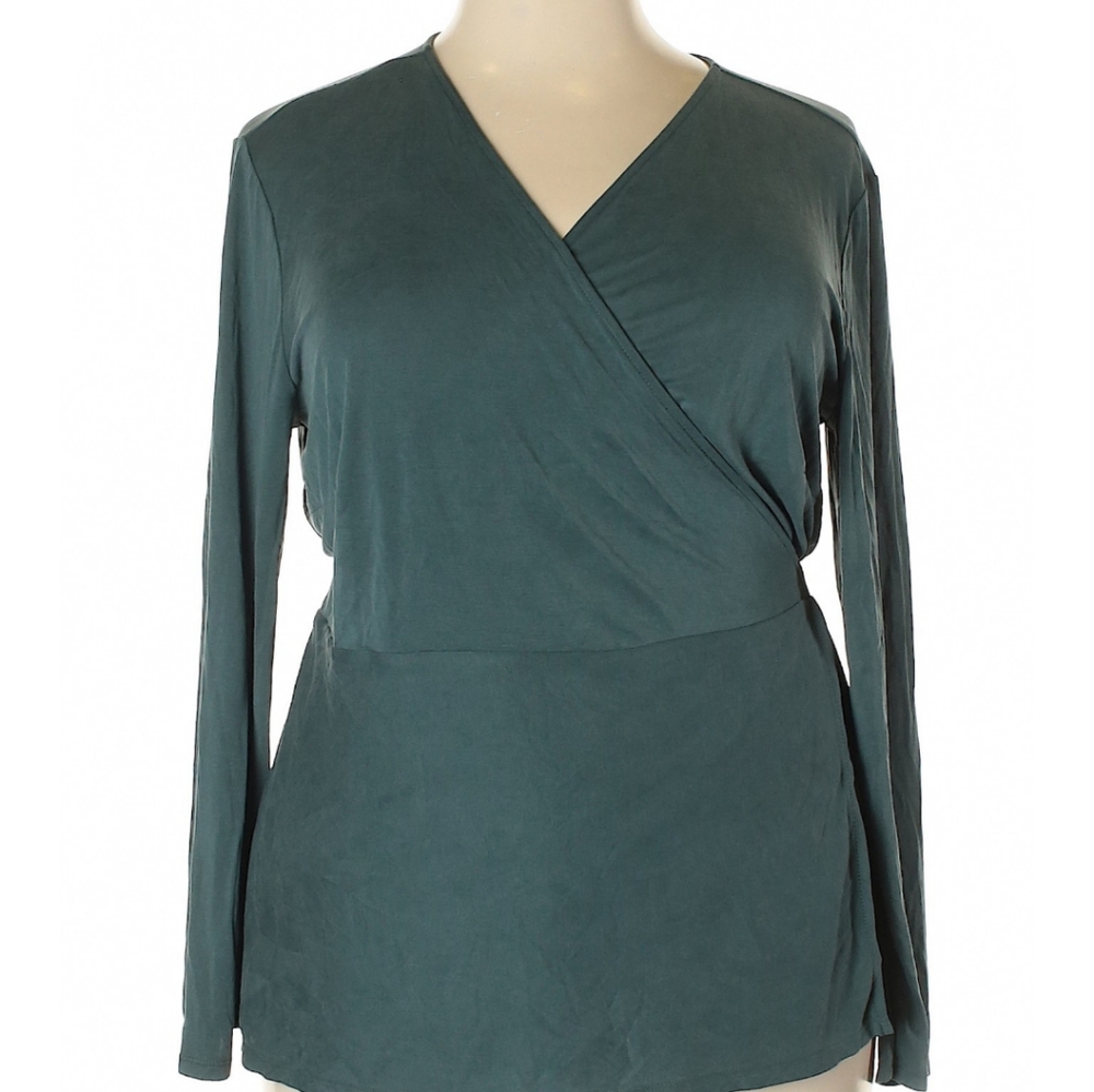 Teal Green Ann Taylor LOFT Wrap Top Size 20 - Picture 1 of 2